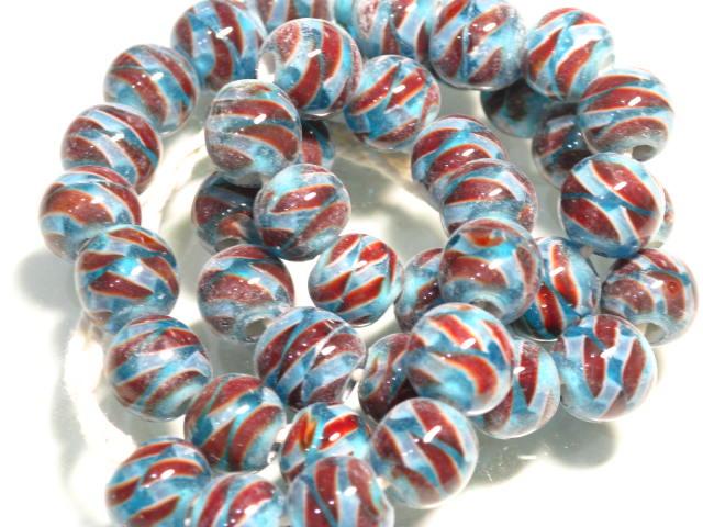 | TOKO-BEADS |AG069N-03 モザイクとんぼ玉（連） 12mmとんぼ玉,ビーズ,トンボ玉,アジア,インド,エスニック,手作り,パーツ,アクセサリー