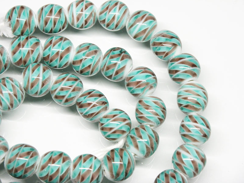 TOKO-BEADS AG069-04N Glass bead (strand) 12mm AG069-04N モザイクとんぼ玉（連） 12mm Asian bead & African bead  Handmade,Lampeork,bead,asia,india,ethnic,parts,accessory,beads とんぼ玉,ビーズ,トンボ玉,アジア,インド,エスニック,手作り,パーツ,アクセサリー