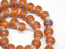 TOKO-BEADS AG069-11N Glass bead (strand) 12mm AG069-11N モザイクとんぼ玉（連） 12mm Asian bead & African bead  Handmade,Lampeork,bead,asia,india,ethnic,parts,accessory,beads とんぼ玉,ビーズ,トンボ玉,アジア,インド,エスニック,手作り,パーツ,アクセサリー