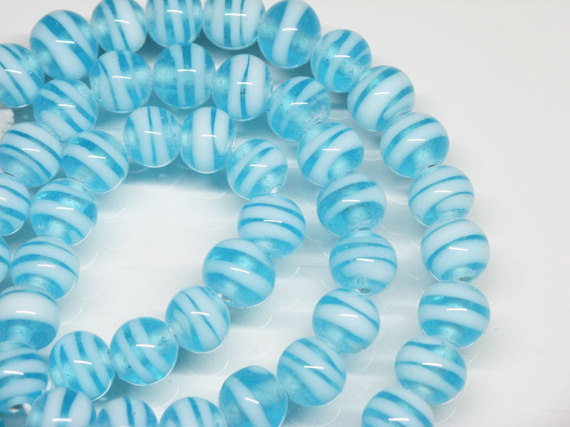 TOKO-BEADS AG070-02N Glass bead (strand) 9.5mm AG070-02N ストライプ柄とんぼ玉（連） 9.5mm Asian bead & African bead  Handmade,Lampeork,bead,asia,india,ethnic,parts,accessory,beads とんぼ玉,ビーズ,トンボ玉,アジア,インド,エスニック,手作り,パーツ,アクセサリー