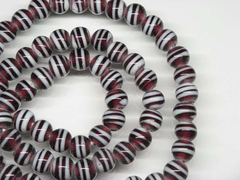 | TOKO-BEADS |AG070N-07 ストライプ柄とんぼ玉（連） 7.5~8mmとんぼ玉,ビーズ,トンボ玉,アジア,インド,エスニック,手作り,パーツ,アクセサリー