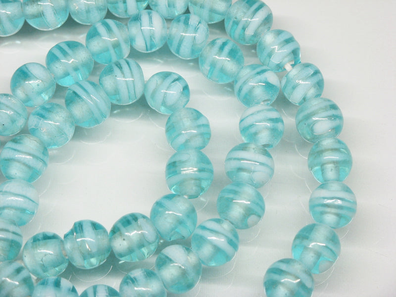 | TOKO-BEADS |AG070N-08 ストライプ柄とんぼ玉（連） 8.5~9.5mmとんぼ玉,ビーズ,トンボ玉,アジア,インド,エスニック,手作り,パーツ,アクセサリー