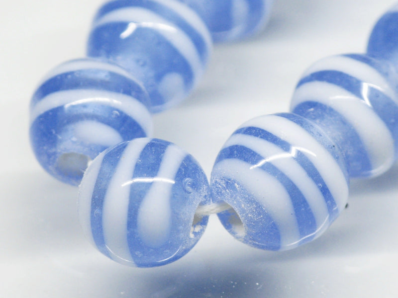 TOKO-BEADS AG070-09N Glass bead (strand) 8.5~9.5mm AG070-09N ストライプ柄とんぼ玉（連） 8.5~9.5mm Asian bead & African bead  Handmade,Lampeork,bead,asia,india,ethnic,parts,accessory,beads とんぼ玉,ビーズ,トンボ玉,アジア,インド,エスニック,手作り,パーツ,アクセサリー