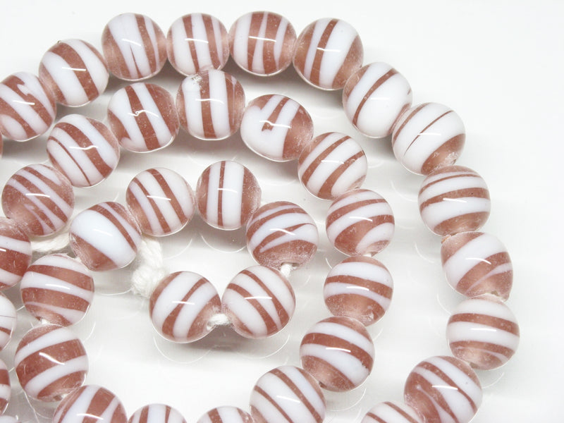 TOKO-BEADS AG070-18N Glass bead (strand) 10mm AG070-18N ストライプ柄とんぼ玉（連） 10mm Asian bead & African bead  Handmade,Lampeork,bead,asia,india,ethnic,parts,accessory,beads とんぼ玉,ビーズ,トンボ玉,アジア,インド,エスニック,手作り,パーツ,アクセサリー