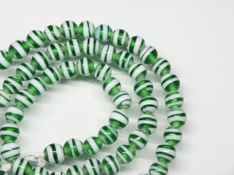 TOKO-BEADS AG070-21N Glass bead (strand) 7mm AG070-21N ストライプ柄とんぼ玉（連） 7mm Asian bead & African bead  Handmade,Lampeork,bead,asia,india,ethnic,parts,accessory,beads とんぼ玉,ビーズ,トンボ玉,アジア,インド,エスニック,手作り,パーツ,アクセサリー