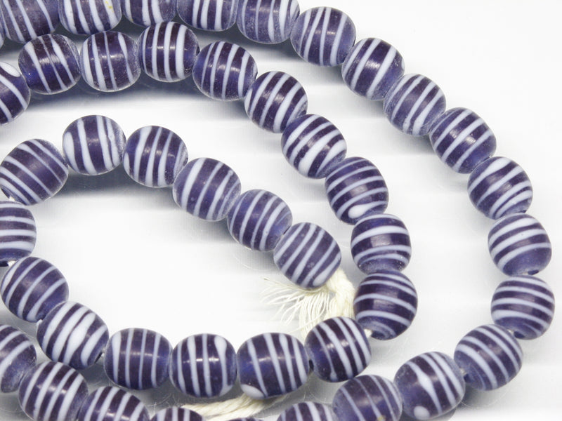 | TOKO-BEADS |AG070N-25 ストライプ柄とんぼ玉（連） 8.5~9mmとんぼ玉,ビーズ,トンボ玉,アジア,インド,エスニック,手作り,パーツ,アクセサリー