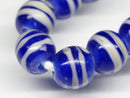 TOKO-BEADS AG070-31N Glass bead (strand) 9~10mm AG070-31N ストライプ柄とんぼ玉（連） 9~10mm Asian bead & African bead  Handmade,Lampeork,bead,asia,india,ethnic,parts,accessory,beads とんぼ玉,ビーズ,トンボ玉,アジア,インド,エスニック,手作り,パーツ,アクセサリー