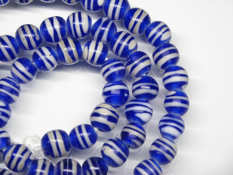 TOKO-BEADS AG070-31N Glass bead (strand) 9~10mm AG070-31N ストライプ柄とんぼ玉（連） 9~10mm Asian bead & African bead  Handmade,Lampeork,bead,asia,india,ethnic,parts,accessory,beads とんぼ玉,ビーズ,トンボ玉,アジア,インド,エスニック,手作り,パーツ,アクセサリー