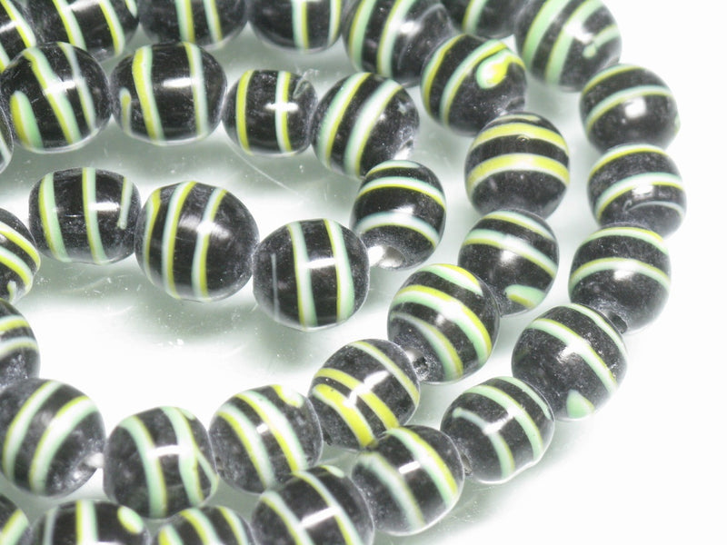 | TOKO-BEADS |AG070N-63 ストライプ柄とんぼ玉（連） 8~9mmとんぼ玉,ビーズ,トンボ玉,アジア,インド,エスニック,手作り,パーツ,アクセサリー