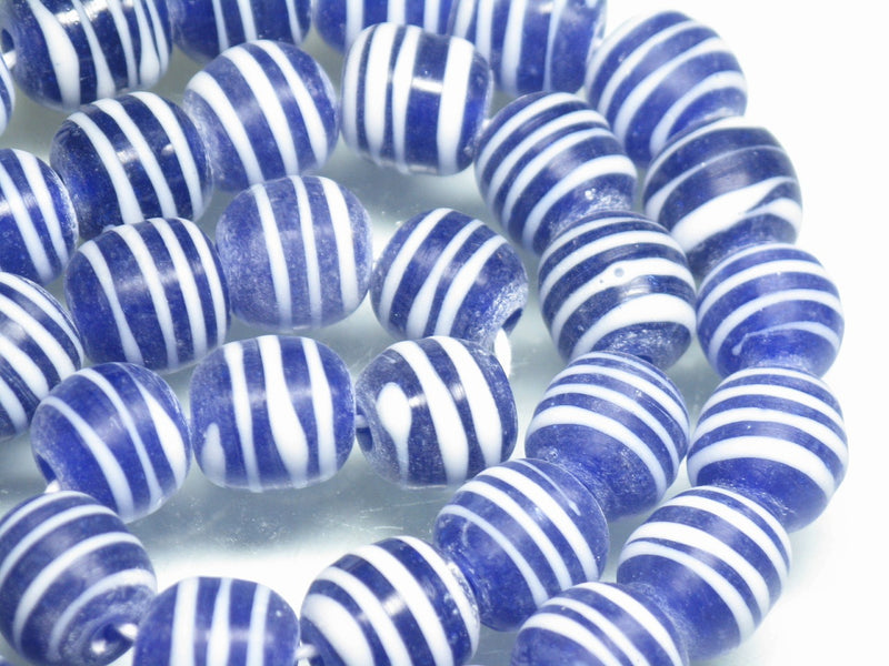 TOKO-BEADS AG072-03N Glass bead (strand) 12mm AG072-03N ストライプ柄とんぼ玉（連） 12mm Asian bead & African bead  Handmade,Lampeork,bead,asia,india,ethnic,parts,accessory,beads とんぼ玉,ビーズ,トンボ玉,アジア,インド,エスニック,手作り,パーツ,アクセサリー