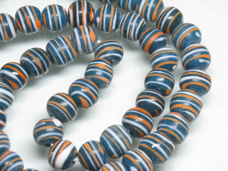 | TOKO-BEADS |AG072N-04 ストライプ柄とんぼ玉（連） 10mmとんぼ玉,ビーズ,トンボ玉,アジア,インド,エスニック,手作り,パーツ,アクセサリー