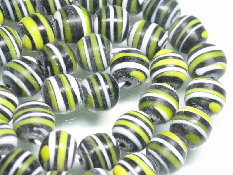 | TOKO-BEADS |AG072N-05 ストライプ柄とんぼ玉（連） 11mmとんぼ玉,ビーズ,トンボ玉,アジア,インド,エスニック,手作り,パーツ,アクセサリー