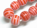 TOKO-BEADS AG072-16N Glass bead (strand) 12mm AG072-16N ストライプ柄とんぼ玉（連） 12mm Asian bead & African bead  Handmade,Lampeork,bead,asia,india,ethnic,parts,accessory,beads とんぼ玉,ビーズ,トンボ玉,アジア,インド,エスニック,手作り,パーツ,アクセサリー
