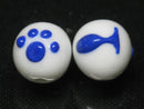 TOKO-BEADS AG073-01S Paw pad & Fish glass bead 13~14mm AG073-01S 肉球と魚柄ビーズ 13~14mm Asian bead & African bead  Handmade,Lampeork,bead,asia,india,ethnic,parts,accessory,beads とんぼ玉,ビーズ,トンボ玉,アジア,インド,エスニック,手作り,パーツ,アクセサリー