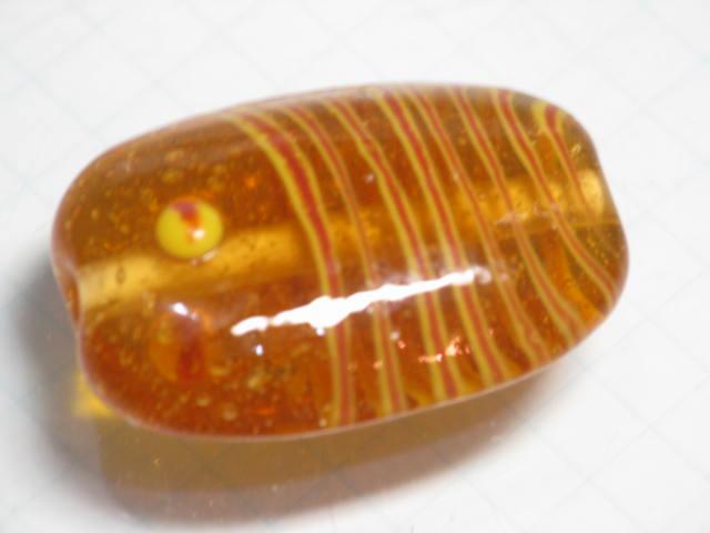 TOKO-BEADS AG800-27 Glass bead (Fish) 22mm AG800-27 オーバルビーズ（魚） 22mm Asian bead & African bead  Handmade,Lampeork,bead,asia,india,ethnic,parts,accessory,beads とんぼ玉,ビーズ,トンボ玉,アジア,インド,エスニック,手作り,パーツ,アクセサリー