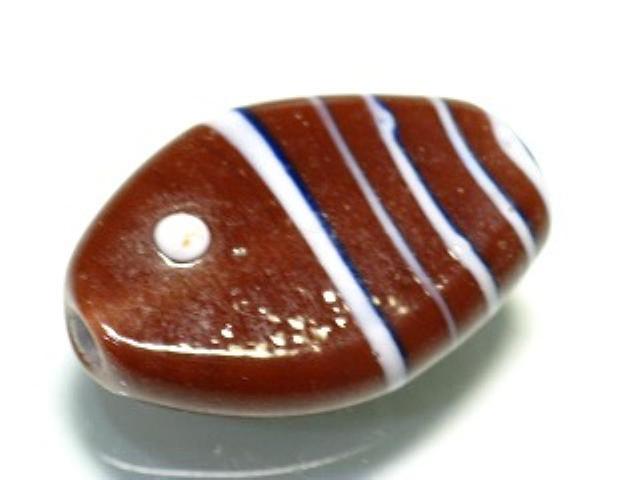 TOKO-BEADS AG800-37 Glass bead (Fish) 19mm AG800-37 オーバルビーズ（魚） 19mm Asian bead & African bead  Handmade,Lampeork,bead,asia,india,ethnic,parts,accessory,beads とんぼ玉,ビーズ,トンボ玉,アジア,インド,エスニック,手作り,パーツ,アクセサリー