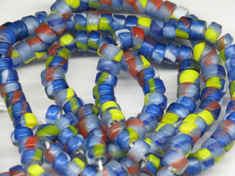 | TOKO-BEADS |AG863N-02 チューブ型ガラスビーズ（連） 7~7.5mmとんぼ玉,ビーズ,トンボ玉,アジア,インド,エスニック,手作り,パーツ,アクセサリー