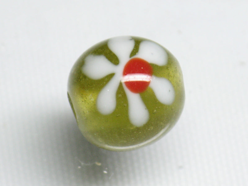 TOKO-BEADS AG903-50 Glass bead 13mm AG903-50 フラワービーズ 13mm Asian bead & African bead  Handmade,Lampeork,bead,asia,india,ethnic,parts,accessory,beads とんぼ玉,ビーズ,トンボ玉,アジア,インド,エスニック,手作り,パーツ,アクセサリー