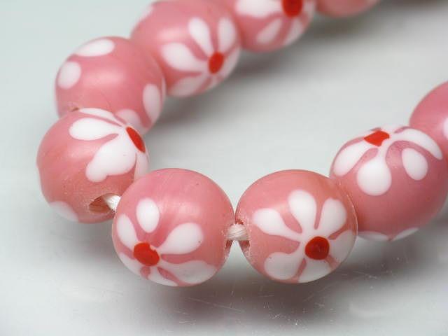 TOKO-BEADS AG903N-44 Glass bead (strand) 11~12mm AG903N-44 フラワービーズ（連） 11~12mm Asian bead & African bead  Handmade,Lampeork,bead,asia,india,ethnic,parts,accessory,beads とんぼ玉,ビーズ,トンボ玉,アジア,インド,エスニック,手作り,パーツ,アクセサリー