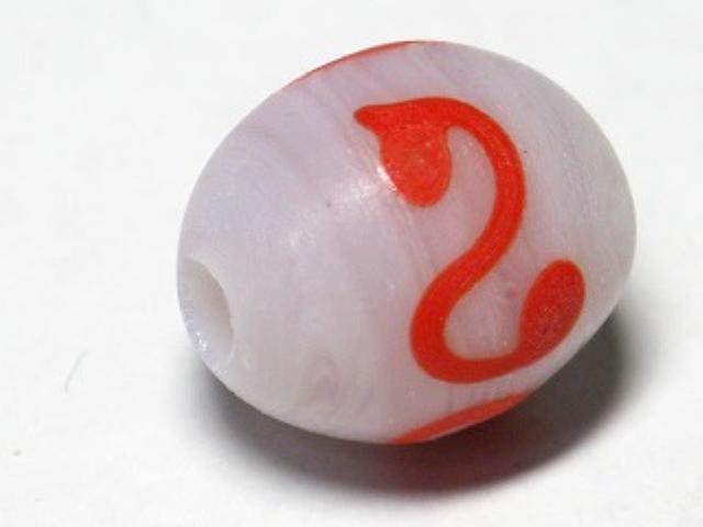 TOKO-BEADS AG904-48 Glass bead 11mm AG904-48 リボン模様のとんぼ玉 11mm Asian bead & African bead  Handmade,Lampeork,bead,asia,india,ethnic,parts,accessory,beads とんぼ玉,ビーズ,トンボ玉,アジア,インド,エスニック,手作り,パーツ,アクセサリー