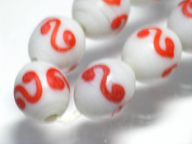 TOKO-BEADS AG904N-48 Glass bead (strand) 11mm AG904N-48 リボン模様のとんぼ玉（連） 11mm Asian bead & African bead  Handmade,Lampeork,bead,asia,india,ethnic,parts,accessory,beads とんぼ玉,ビーズ,トンボ玉,アジア,インド,エスニック,手作り,パーツ,アクセサリー
