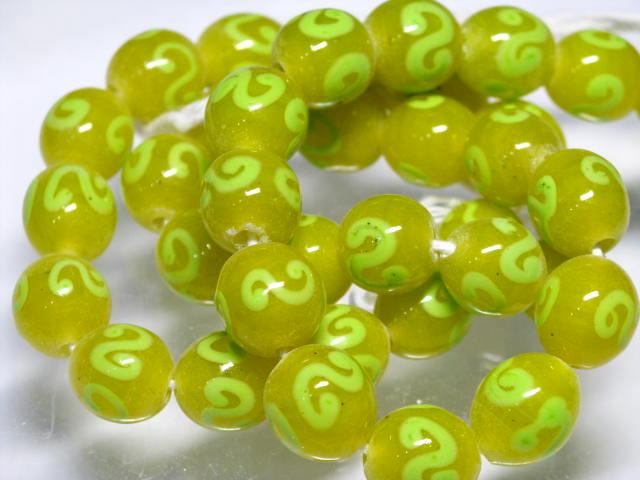 | TOKO-BEADS |AG904N-56 リボン模様のとんぼ玉（連） 11mmとんぼ玉,ビーズ,トンボ玉,アジア,インド,エスニック,手作り,パーツ,アクセサリー
