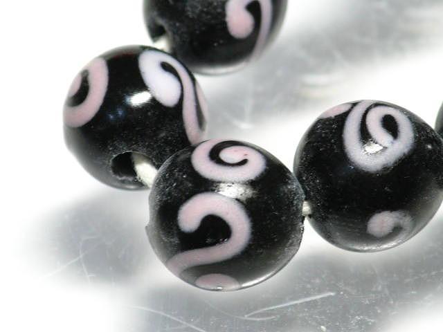 TOKO-BEADS AG904N-63 Glass bead (strand) 11mm AG904N-63 リボン模様のとんぼ玉（連） 11mm Asian bead & African bead  Handmade,Lampeork,bead,asia,india,ethnic,parts,accessory,beads とんぼ玉,ビーズ,トンボ玉,アジア,インド,エスニック,手作り,パーツ,アクセサリー