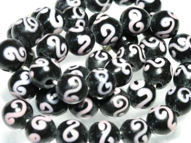 TOKO-BEADS AG904N-63 Glass bead (strand) 11mm AG904N-63 リボン模様のとんぼ玉（連） 11mm Asian bead & African bead  Handmade,Lampeork,bead,asia,india,ethnic,parts,accessory,beads とんぼ玉,ビーズ,トンボ玉,アジア,インド,エスニック,手作り,パーツ,アクセサリー