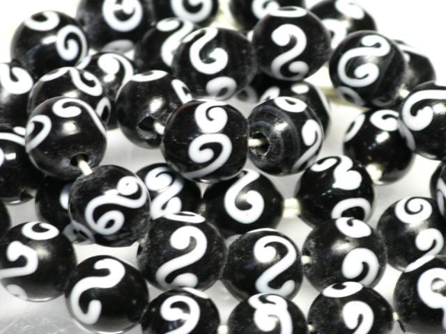 TOKO-BEADS AG904N-64 Glass bead (strand) 11mm AG904N-64 リボン模様のとんぼ玉（連） 11mm Asian bead & African bead  Handmade,Lampeork,bead,asia,india,ethnic,parts,accessory,beads とんぼ玉,ビーズ,トンボ玉,アジア,インド,エスニック,手作り,パーツ,アクセサリー