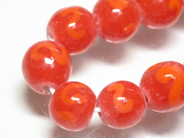 TOKO-BEADS AG904N-65 Glass bead (strand) 10mm AG904N-65 リボン模様のとんぼ玉（連） 10mm Asian bead & African bead  Handmade,Lampeork,bead,asia,india,ethnic,parts,accessory,beads とんぼ玉,ビーズ,トンボ玉,アジア,インド,エスニック,手作り,パーツ,アクセサリー