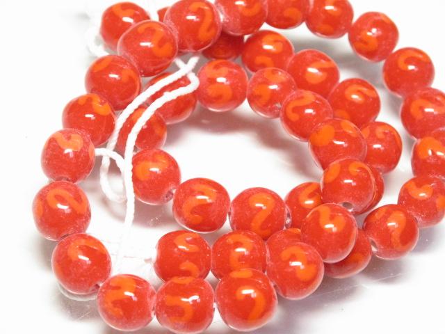 | TOKO-BEADS |AG904N-65 リボン模様のとんぼ玉（連） 10mmとんぼ玉,ビーズ,トンボ玉,アジア,インド,エスニック,手作り,パーツ,アクセサリー