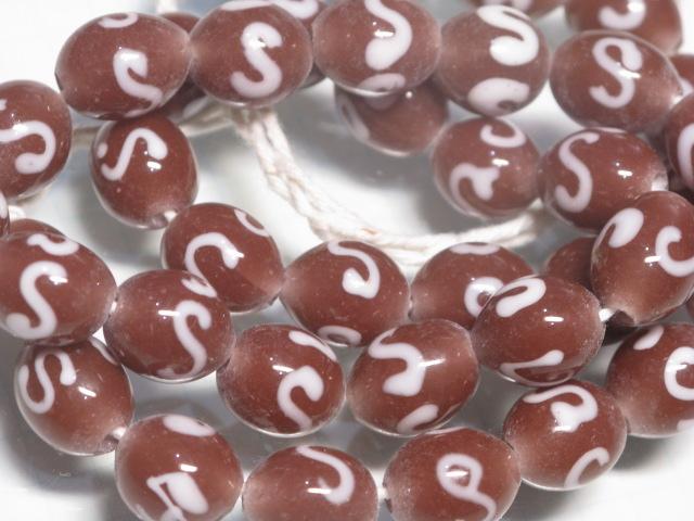 TOKO-BEADS AG904N-85 Glass bead (strand) 10mm AG904N-85 リボン模様のとんぼ玉（連） 10mm Asian bead & African bead  Handmade,Lampeork,bead,asia,india,ethnic,parts,accessory,beads とんぼ玉,ビーズ,トンボ玉,アジア,インド,エスニック,手作り,パーツ,アクセサリー
