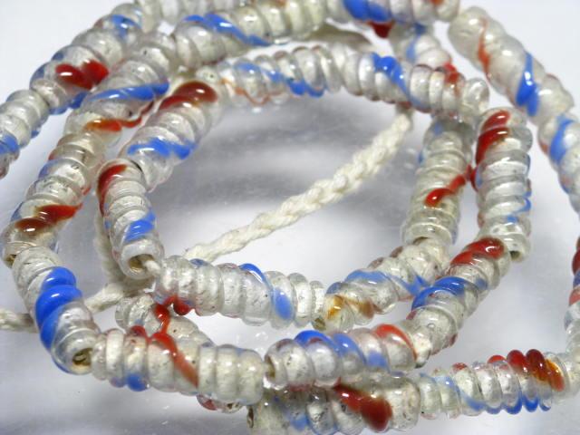 TOKO-BEADS AG935N-16 Glass bead (strand) 6.5mm AG935N-16 トゥイストビーズ（連） 6.5mm Asian bead & African bead  Handmade,Lampeork,bead,asia,india,ethnic,parts,accessory,beads とんぼ玉,ビーズ,トンボ玉,アジア,インド,エスニック,手作り,パーツ,アクセサリー