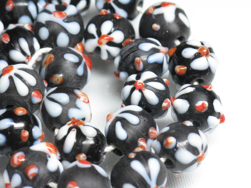 | TOKO-BEADS |AG936N-31 フラワービーズ（連） 11~13mmとんぼ玉,ビーズ,トンボ玉,アジア,インド,エスニック,手作り,パーツ,アクセサリー