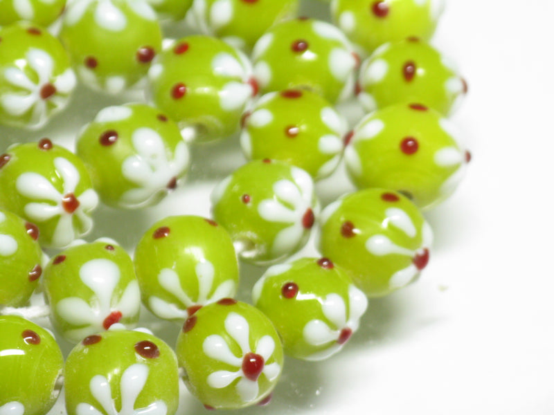 TOKO-BEADS AG936N-33 Glass bead (strand) 12.5~13.5mm AG936N-33 フラワービーズ（連） 12.5~13.5mm Asian bead & African bead  Handmade,Lampeork,bead,asia,india,ethnic,parts,accessory,beads とんぼ玉,ビーズ,トンボ玉,アジア,インド,エスニック,手作り,パーツ,アクセサリー