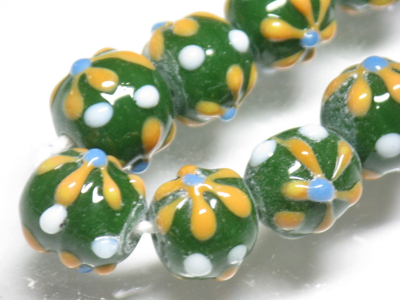 TOKO-BEADS AG936N-34 Glass bead (strand) 11~12.5mm AG936N-34 フラワービーズ（連） 11~12.5mm Asian bead & African bead  Handmade,Lampeork,bead,asia,india,ethnic,parts,accessory,beads とんぼ玉,ビーズ,トンボ玉,アジア,インド,エスニック,手作り,パーツ,アクセサリー