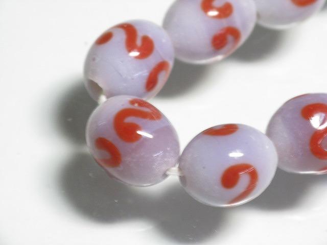 TOKO-BEADS AG942N-10 Glass bead (strand) 9mm AG942N-10 リボン模様のとんぼ玉（連） 9mm Asian bead & African bead  Handmade,Lampeork,bead,asia,india,ethnic,parts,accessory,beads とんぼ玉,ビーズ,トンボ玉,アジア,インド,エスニック,手作り,パーツ,アクセサリー