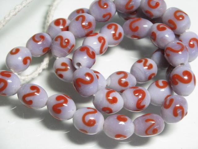 | TOKO-BEADS |AG942N-10 リボン模様のとんぼ玉（連） 9mmとんぼ玉,ビーズ,トンボ玉,アジア,インド,エスニック,手作り,パーツ,アクセサリー