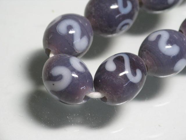 TOKO-BEADS AG942N-11 Glass bead (strand) 9mm AG942N-11 リボン模様のとんぼ玉（連） 9mm Asian bead & African bead  Handmade,Lampeork,bead,asia,india,ethnic,parts,accessory,beads とんぼ玉,ビーズ,トンボ玉,アジア,インド,エスニック,手作り,パーツ,アクセサリー