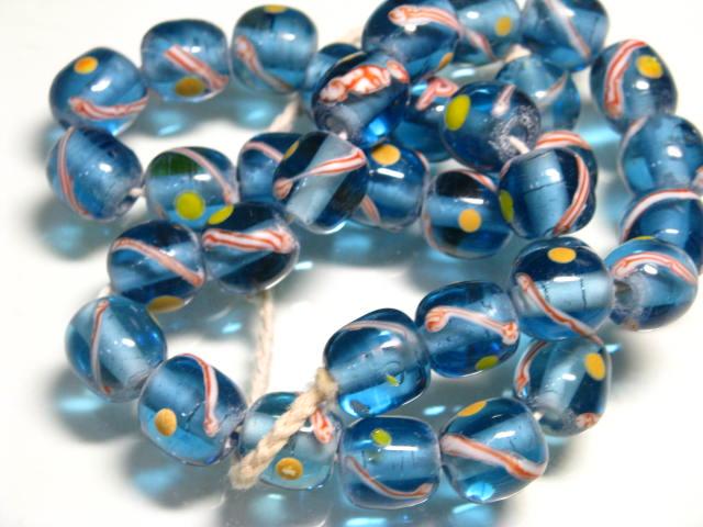 TOKO-BEADS AG943N-02 Glass bead (strand) 12mm AG943N-02 とんぼ玉（連） 12mm Asian bead & African bead  Handmade,Lampeork,bead,asia,india,ethnic,parts,accessory,beads とんぼ玉,ビーズ,トンボ玉,アジア,インド,エスニック,手作り,パーツ,アクセサリー