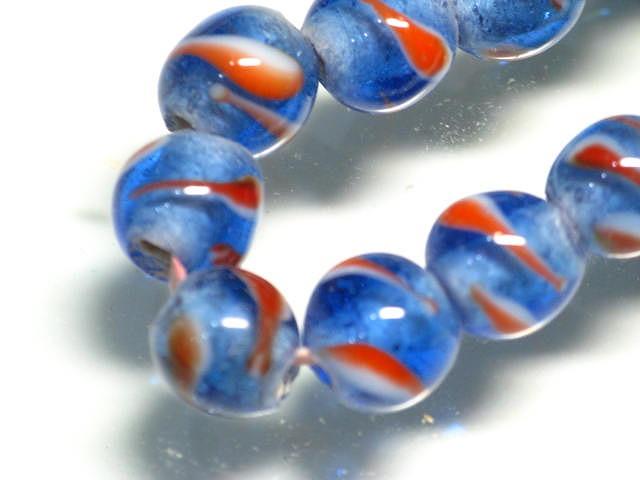 TOKO-BEADS AG943N-85 Glass bead (strand) 8.5mm AG943N-85 とんぼ玉（連） 8.5mm Asian bead & African bead  Handmade,Lampeork,bead,asia,india,ethnic,parts,accessory,beads とんぼ玉,ビーズ,トンボ玉,アジア,インド,エスニック,手作り,パーツ,アクセサリー