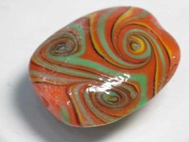 TOKO-BEADS AG946-14 Glass bead 24mm AG946-14 オーバルビーズ 24mm Asian bead & African bead  Handmade,Lampeork,bead,asia,india,ethnic,parts,accessory,beads とんぼ玉,ビーズ,トンボ玉,アジア,インド,エスニック,手作り,パーツ,アクセサリー