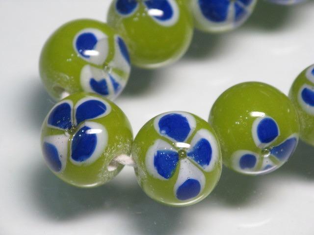 TOKO-BEADS AG946N-85 Glass bead (strand) 11mm AG946N-85 フラワービーズ（連） 11mm Asian bead & African bead  Handmade,Lampeork,bead,asia,india,ethnic,parts,accessory,beads とんぼ玉,ビーズ,トンボ玉,アジア,インド,エスニック,手作り,パーツ,アクセサリー