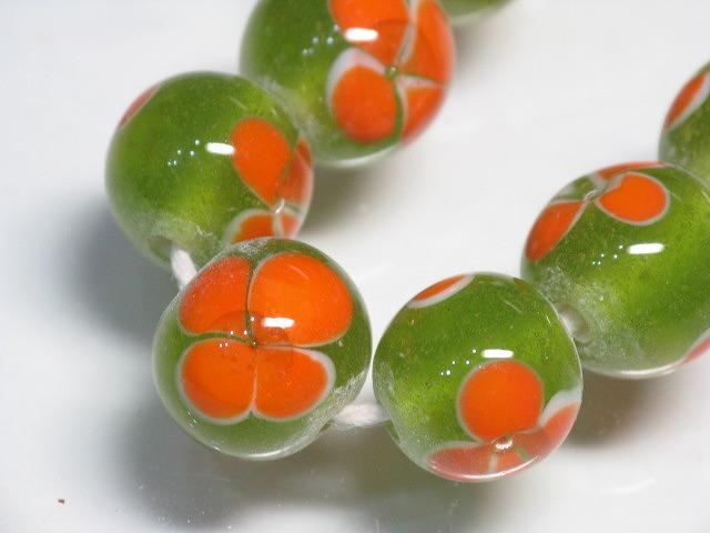 TOKO-BEADS AG946N-86 Glass bead (strand) 11mm AG946N-86 フラワービーズ（連） 11mm Asian bead & African bead  Handmade,Lampeork,bead,asia,india,ethnic,parts,accessory,beads とんぼ玉,ビーズ,トンボ玉,アジア,インド,エスニック,手作り,パーツ,アクセサリー