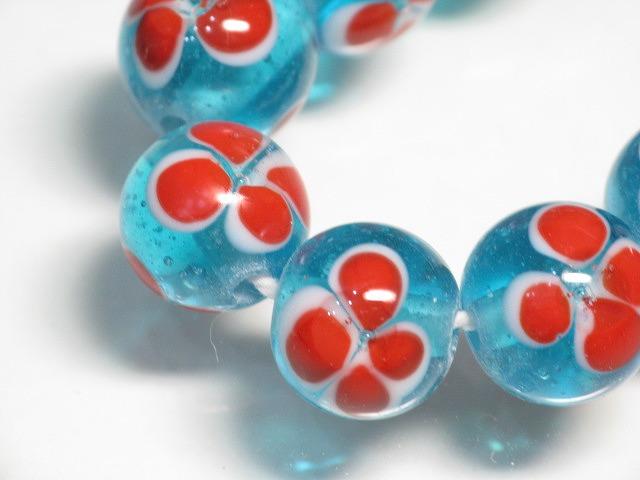 TOKO-BEADS AG946N-87 Glass bead (strand) 11mm AG946N-87 フラワービーズ（連） 11mm Asian bead & African bead  Handmade,Lampeork,bead,asia,india,ethnic,parts,accessory,beads とんぼ玉,ビーズ,トンボ玉,アジア,インド,エスニック,手作り,パーツ,アクセサリー
