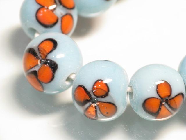 TOKO-BEADS AG946N-89 Glass bead (strand) 11mm AG946N-89 フラワービーズ（連） 11mm Asian bead & African bead  Handmade,Lampeork,bead,asia,india,ethnic,parts,accessory,beads とんぼ玉,ビーズ,トンボ玉,アジア,インド,エスニック,手作り,パーツ,アクセサリー