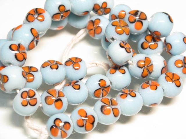 | TOKO-BEADS |AG946N-89 フラワービーズ（連） 11mmとんぼ玉,ビーズ,トンボ玉,アジア,インド,エスニック,手作り,パーツ,アクセサリー