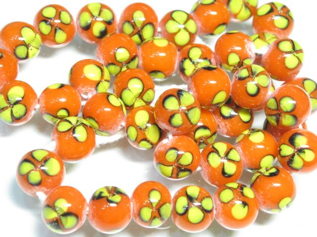 TOKO-BEADS AG946N-90 Glass bead (strand) 11mm AG946N-90 フラワービーズ（連） 11mm Asian bead & African bead  Handmade,Lampeork,bead,asia,india,ethnic,parts,accessory,beads とんぼ玉,ビーズ,トンボ玉,アジア,インド,エスニック,手作り,パーツ,アクセサリー