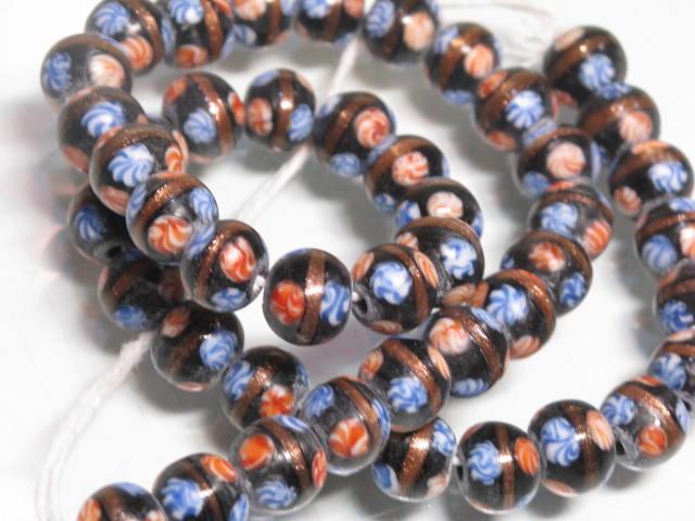 | TOKO-BEADS |AG951N-44 フラワービーズ（連） 10~11mmとんぼ玉,ビーズ,トンボ玉,アジア,インド,エスニック,手作り,パーツ,アクセサリー