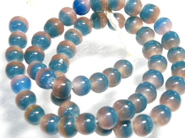 | TOKO-BEADS |AG956N-36 ツートーンビーズ（連） 9~10mmとんぼ玉,ビーズ,トンボ玉,アジア,インド,エスニック,手作り,パーツ,アクセサリー